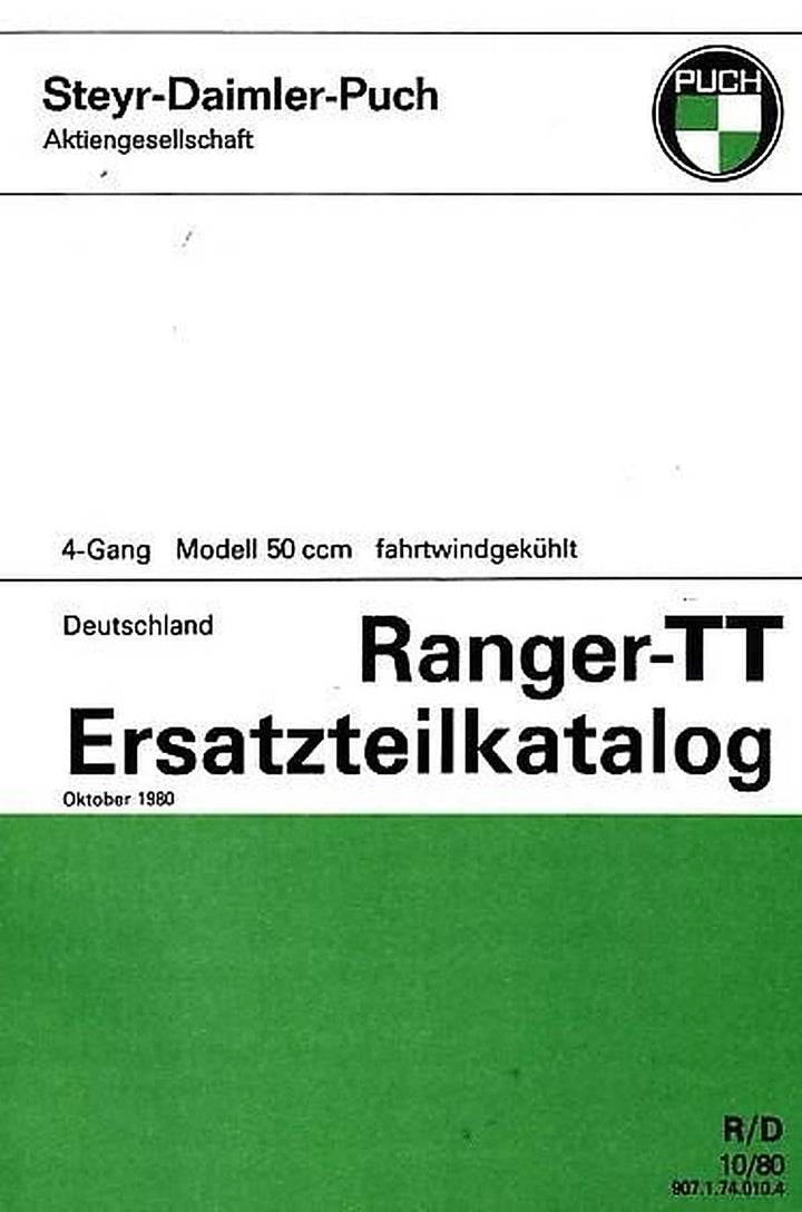 Puch Ranger TT (Deutschland) Ersatzteilkatalog, Buchcover