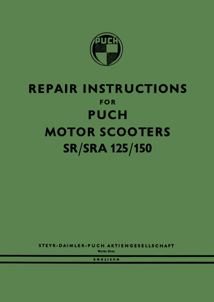Puch Scooter 125 and 150 SR / SRA, repair instruction, Buchcover