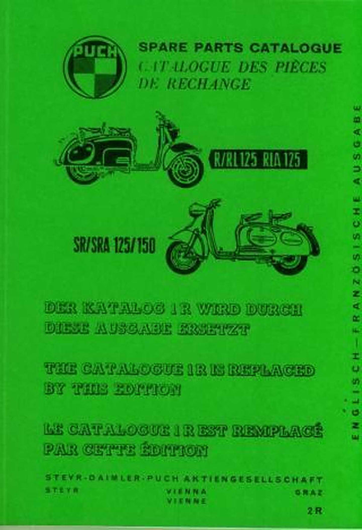 Puch Scooter 125 R/RL/RLA, 125/150 SR/SRA, Spare-parts-list, Catalogue des Piéces de Rechange, Buchcover