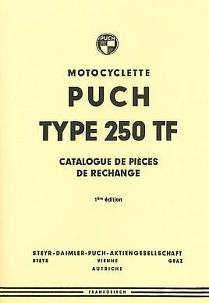 Puch Motocyclette, Type 250 TF, Catalogue de Pieces de Rechange, Buchcover