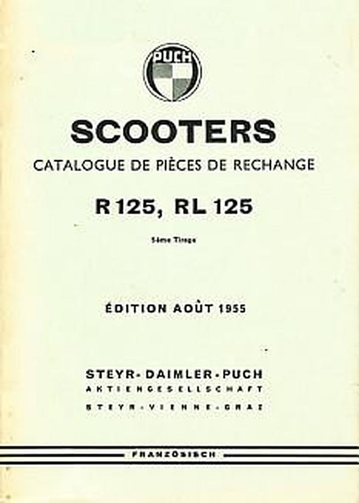 Puch Scooters R 125, RL 125, Catalogue de Pièces de Rechange, Buchcover