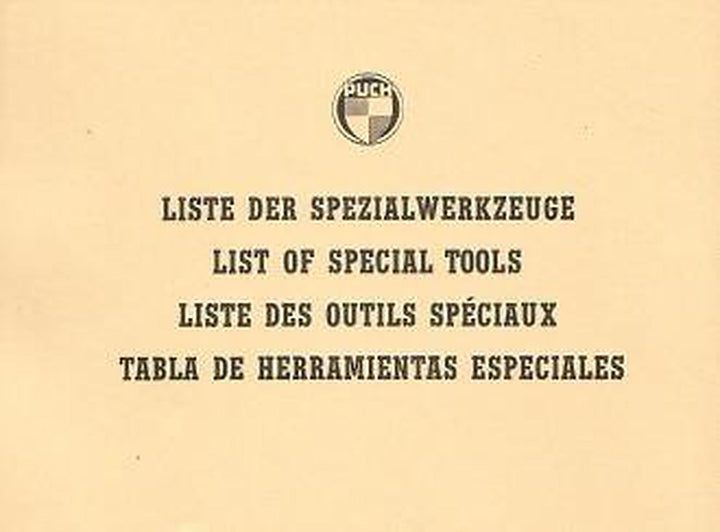 Puch - Liste der Spezialwerkzeuge 1948-1970, Buchcover