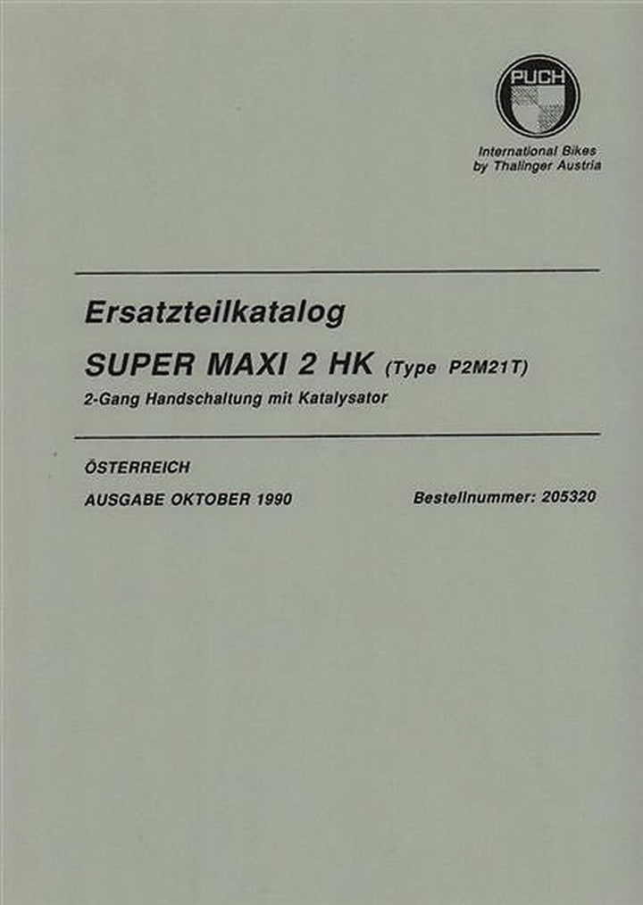 Puch Super Maxi 2HK (P2M21T) ab 1990, Ersatzteilkatalog, Buchcover