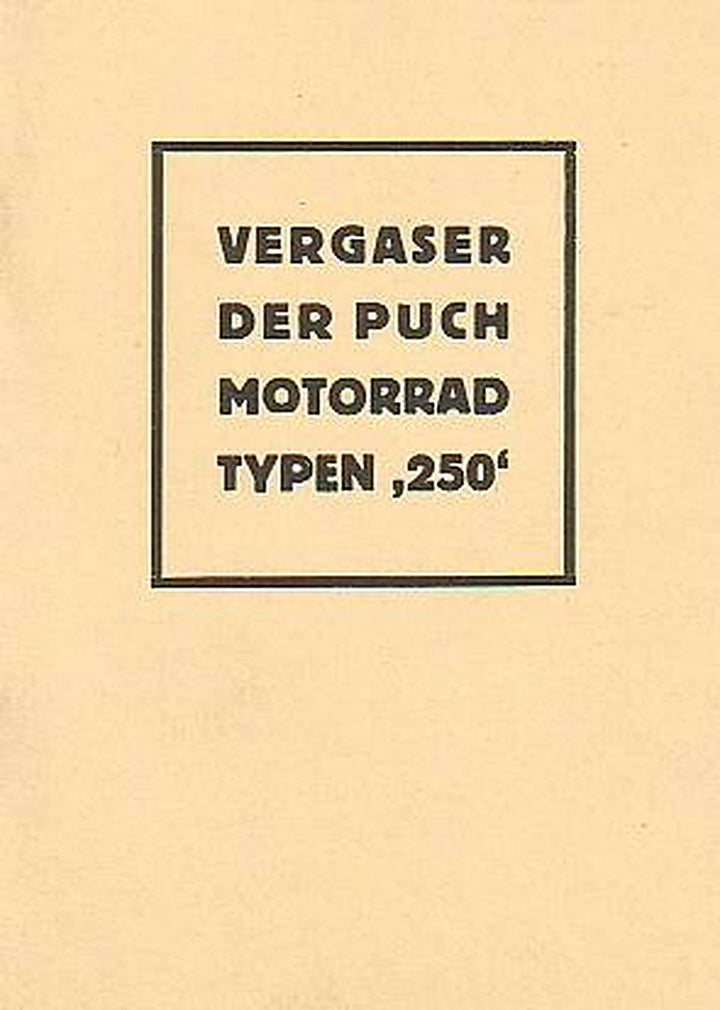 Vergaser der Puch Motorradtypen 250, Buchcover