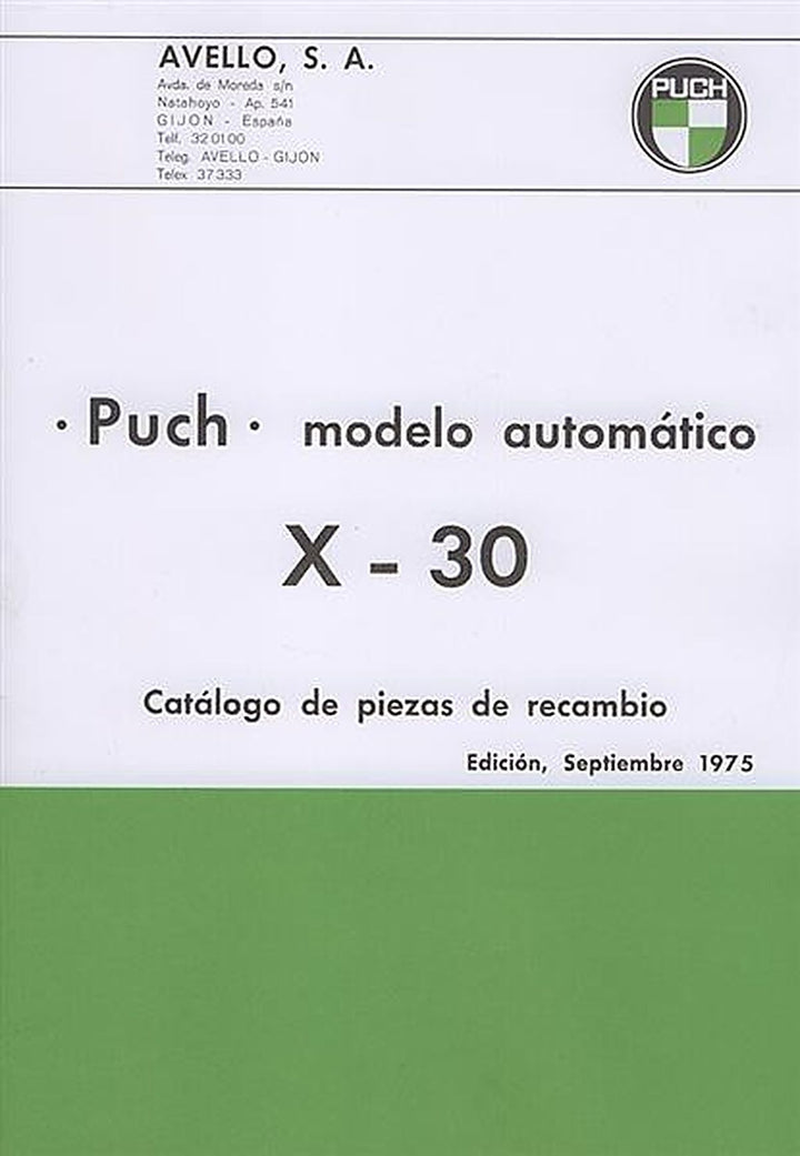 Puch X 30 modelo automatica, Catalogo de piezas de recambio, Buchcover