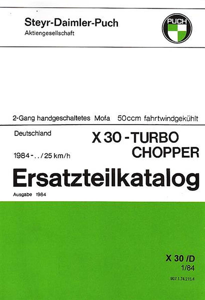 Puch X30 Turbo Chopper Ersatzteilkatalog, Buchcover