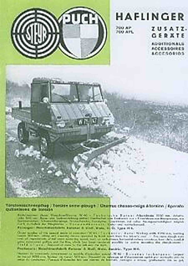 Puch Zusatzgeräte für Haflinger 700 AP/APL, Prospekt, Reprint, Buchcover