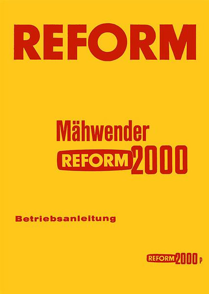 Reform Mähwender 2000 und 2000 P Betriebsanleitung, Buchcover