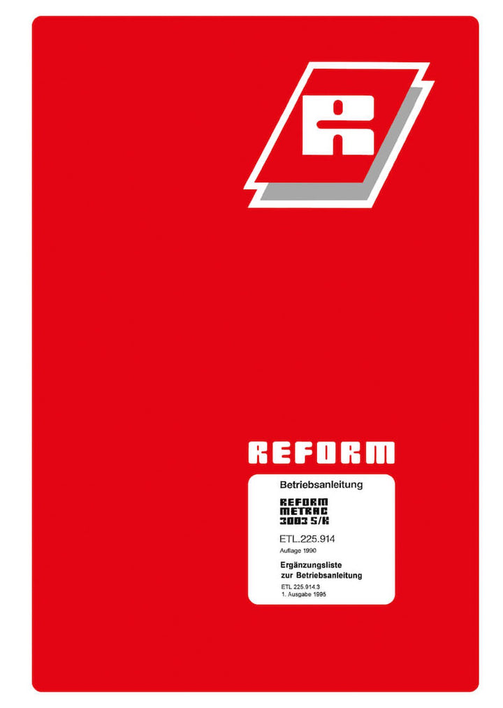 Reform Metrac 3003 S/K Betriebsanleitung, Buchcover