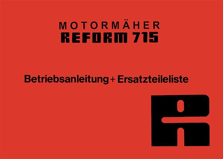 Reform RM 715 Betriebsanleitung und Ersatzteilliste, Buchcover