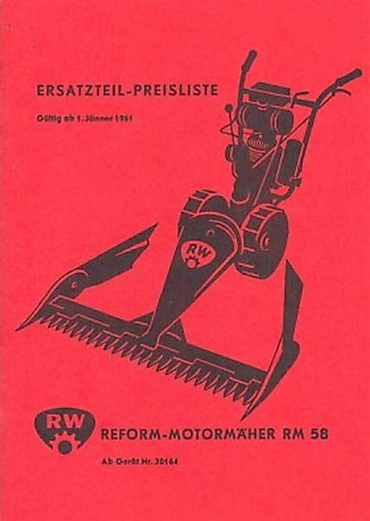 Reform RM 58 Ersatzteilliste, Buchcover