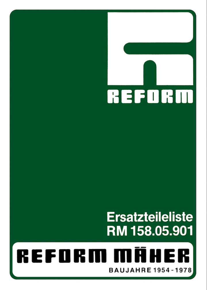 Reform RM 58, RM 158, RM 258, R3, R4, R5 Ersatzteilliste, Buchcover