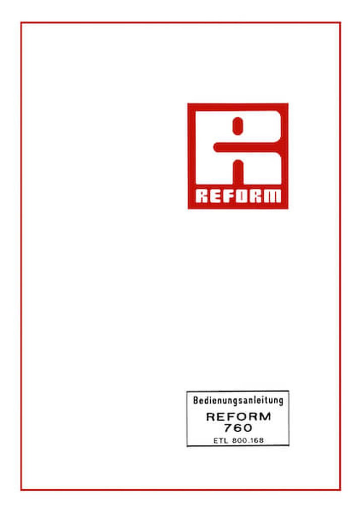 Reform Schneefräse 760 Betriebsanleitung, Buchcover