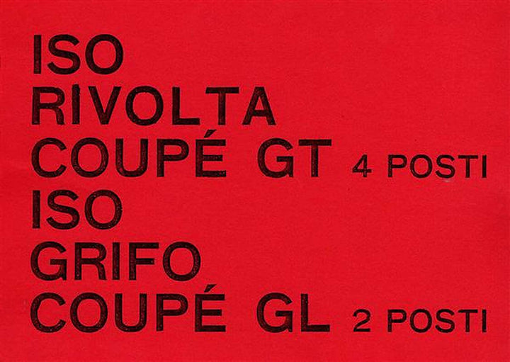 ISO Rivolta Coupé GT & Grifo Coupé GL Betriebsanleitung, Buchcover