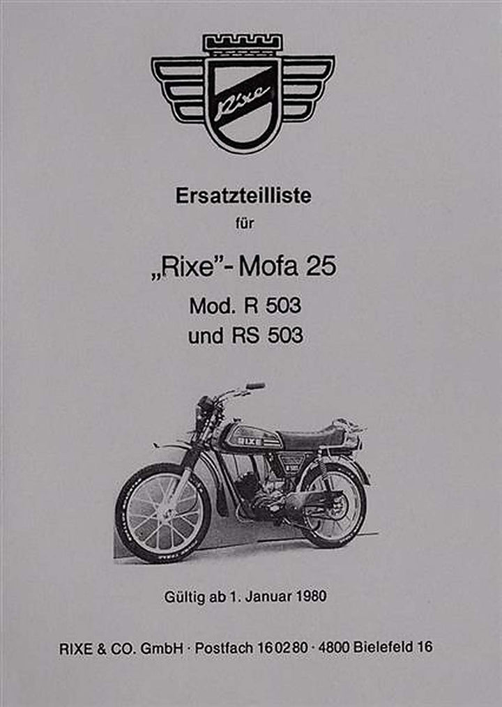 Rixe Mofa 25 Mod R503 und RS503 Ersatzteilkatalog, Buchcover