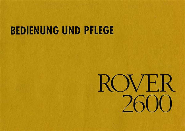 Rover 2600 Betriebsanleitung, Buchcover