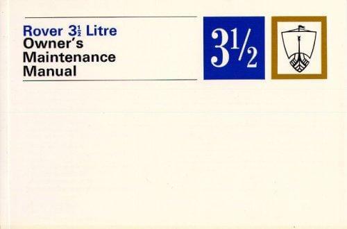 Rover 3.5 Litre Owner Maint Mnl - gedrucktes Buch zum Bestpreis! - verwuester.net