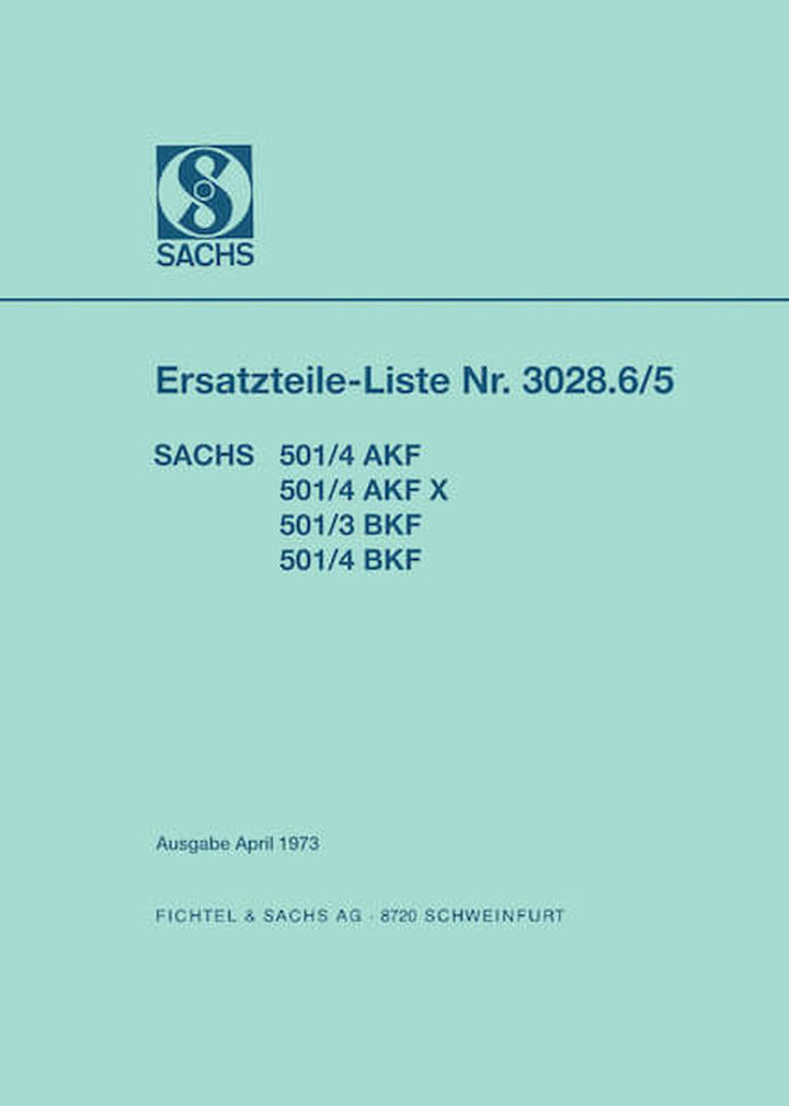 Sachs 501/4AKF, 501/4AKFX, 501/3BKF, 501/4BKF Ersatzteilkatalog, Buchcover