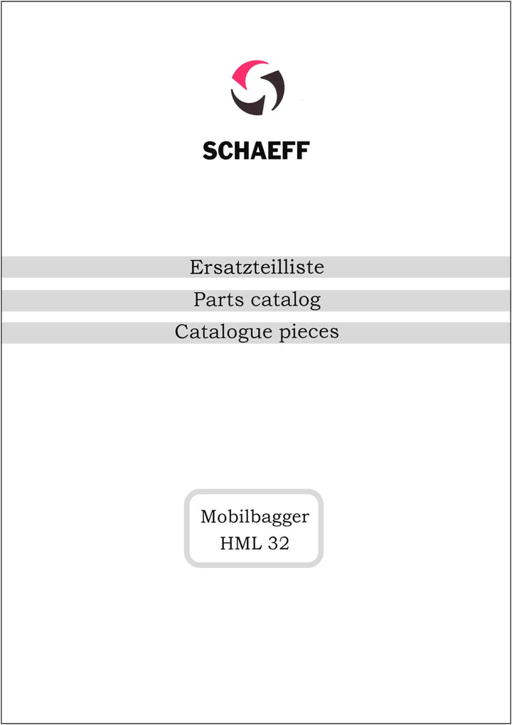 Schaeff HML32 Mobilbagger Ersatzteilkatalog, Buchcover