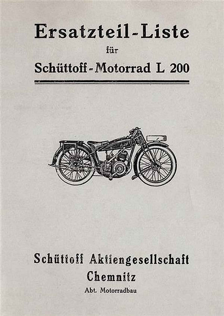 Schüttoff Motorrad L200 Ersatzteilliste, Buchcover