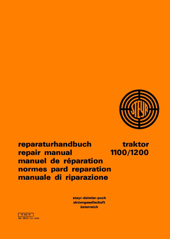 Steyr 1100 und 1200 Traktor Reparaturanleitung, Buchcover
