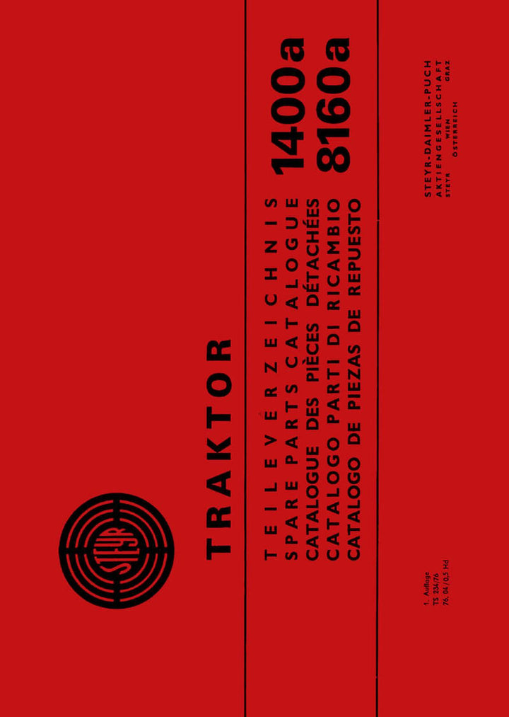 Steyr 1400a und 8160a Traktor Ersatzteilkatalog, Buchcover