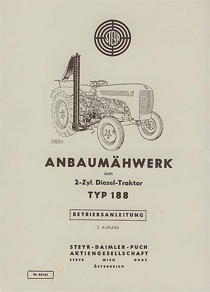 Steyr 188 Anbaumähwerk Betriebsanleitung, Buchcover