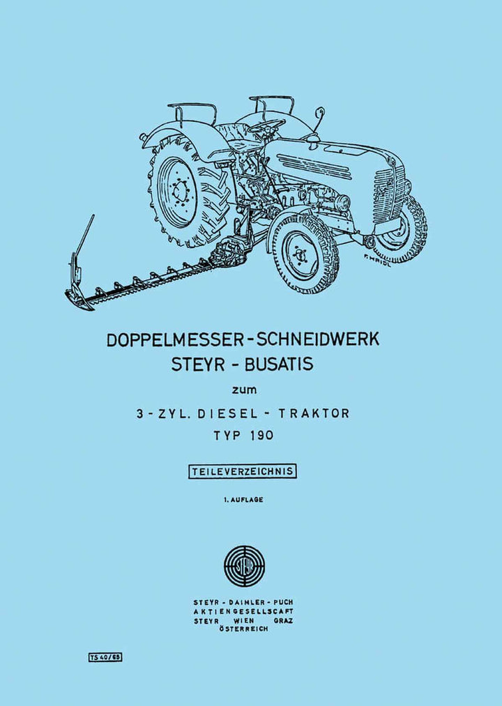 Steyr 190 Busatis Doppelmesser- Schneidmähwerk Ersatzteilkatalog, Buchcover
