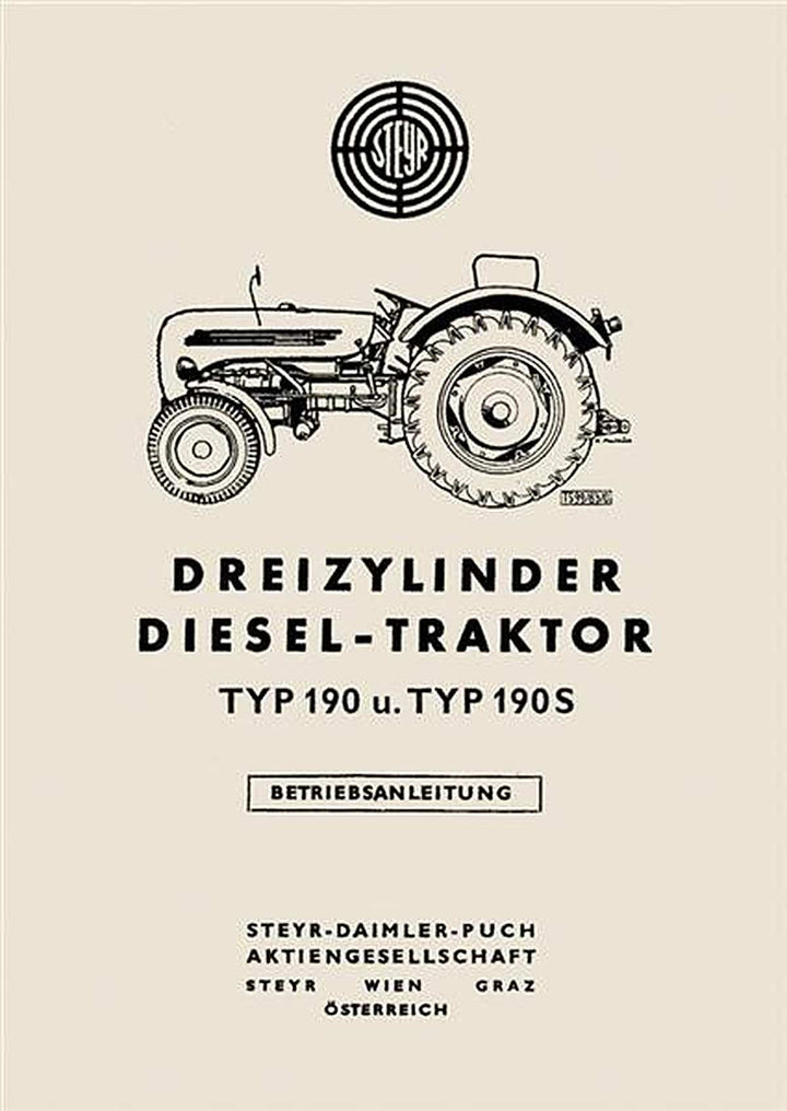 Steyr 190 und 190s Traktor Betriebsanleitung, Buchcover
