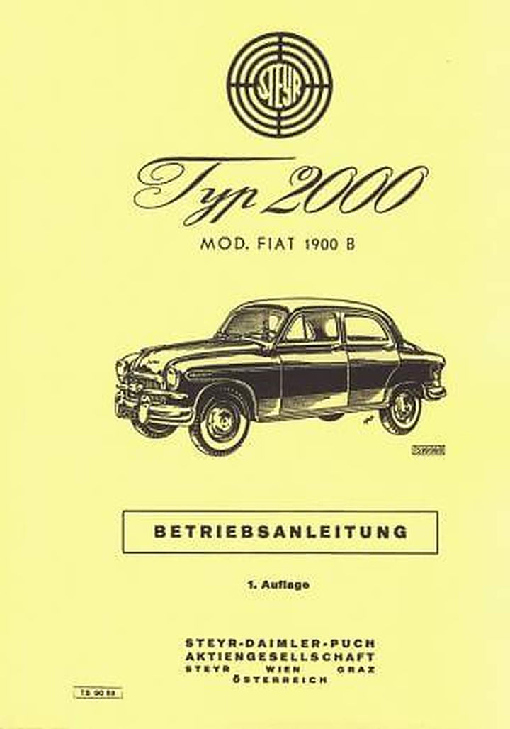 Steyr Typ 2000, Mod. Fiat 1900 B, Betriebsanleitung, Buchcover