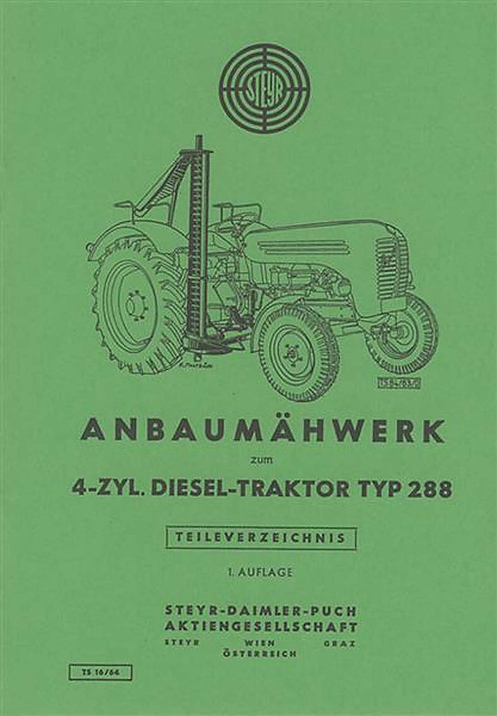 Steyr 288 Anbaumähwerk Ersatzteilkatalog, Buchcover