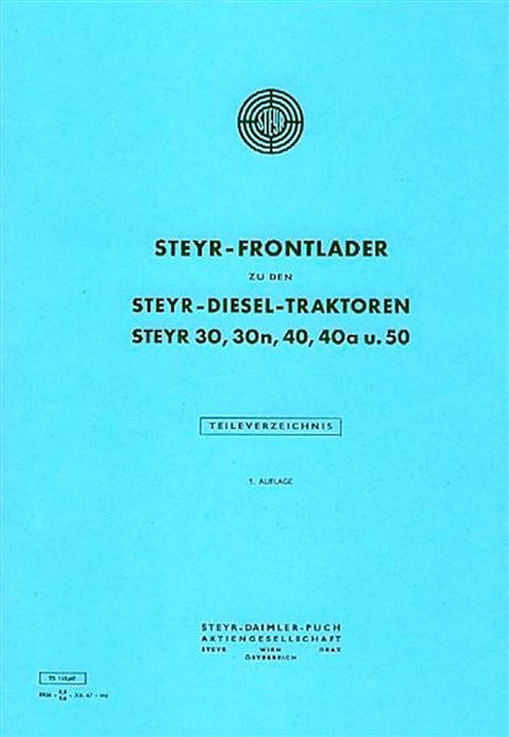 Steyr 30 30n 40 40a 50 Frontlader Ersatzteilkatalog, Buchcover