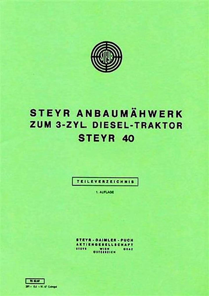 Steyr 40 Anbaumähwerk Ersatzteilkatalog, Buchcover