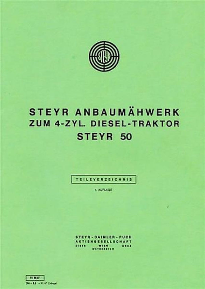 Steyr 50 Anbaumähwerk Ersatzteilkatalog, Buchcover
