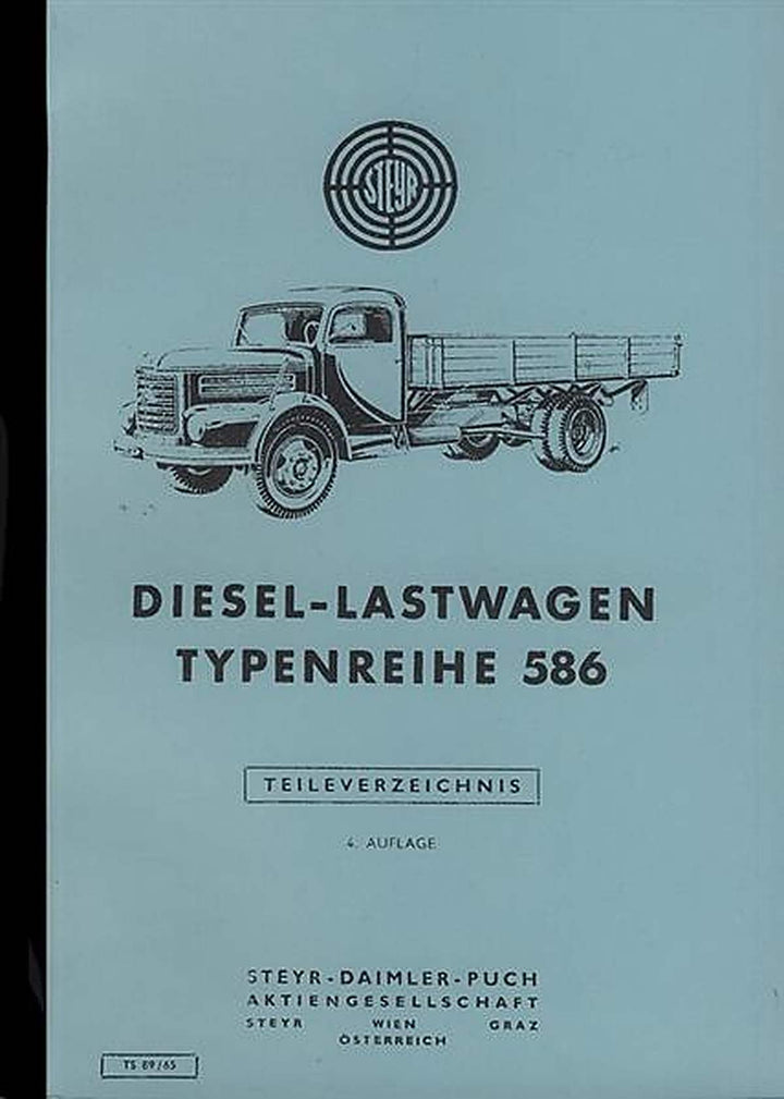 Steyr Diesel-Lastwagen, Typ 586, Ersatzteilkatalog, Buchcover