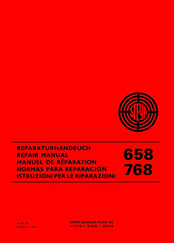 Steyr 658 und 768 Traktor Reparatuanleitung, Buchcover