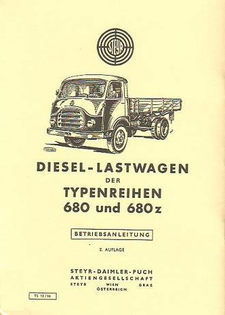Steyr Diesel-Lastwagen, Typen 680 und 680z, Betriebsanleitung, Buchcover
