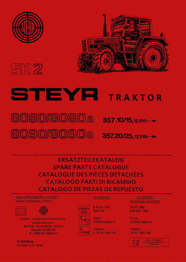 Steyr 8080 8080a 8090 8090a SK2 Traktor Ersatzteilkatalog, Buchcover