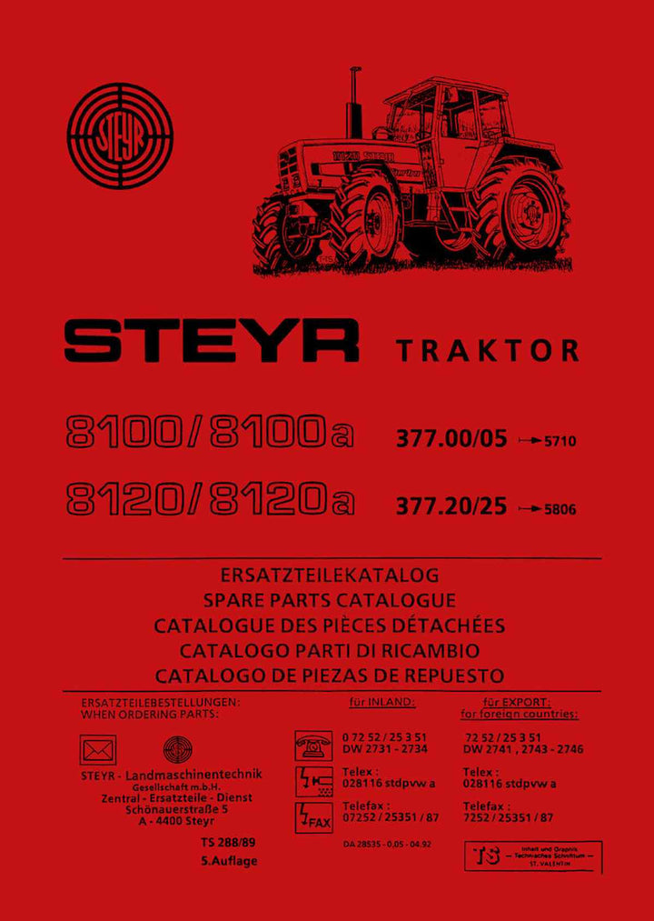 Steyr 8100 8100a 8120 8120a Traktor Ersatzteilkatalog, Buchcover