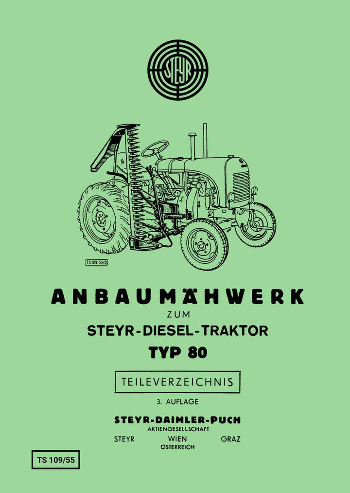 Steyr 80 Traktor Anbaumähwerk Ersatzteilkatalog, Buchcover