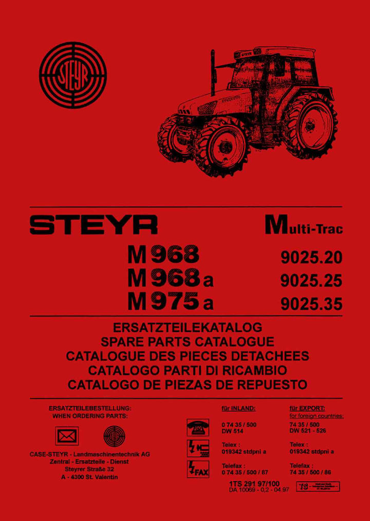 Steyr Multi-Trac M968 M968a M975a Ersatzteilkatalog, Buchcover
