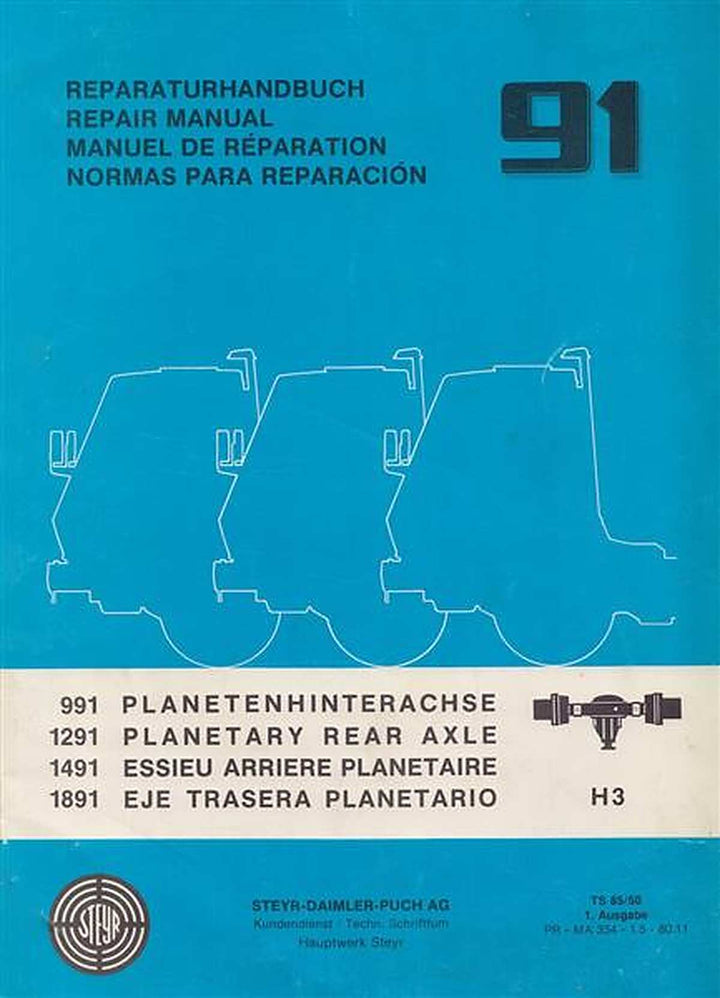 Steyr Planeten-Hinterachse 991, 1291, 1491 II, 1891 Reparaturhandbuch, Buchcover