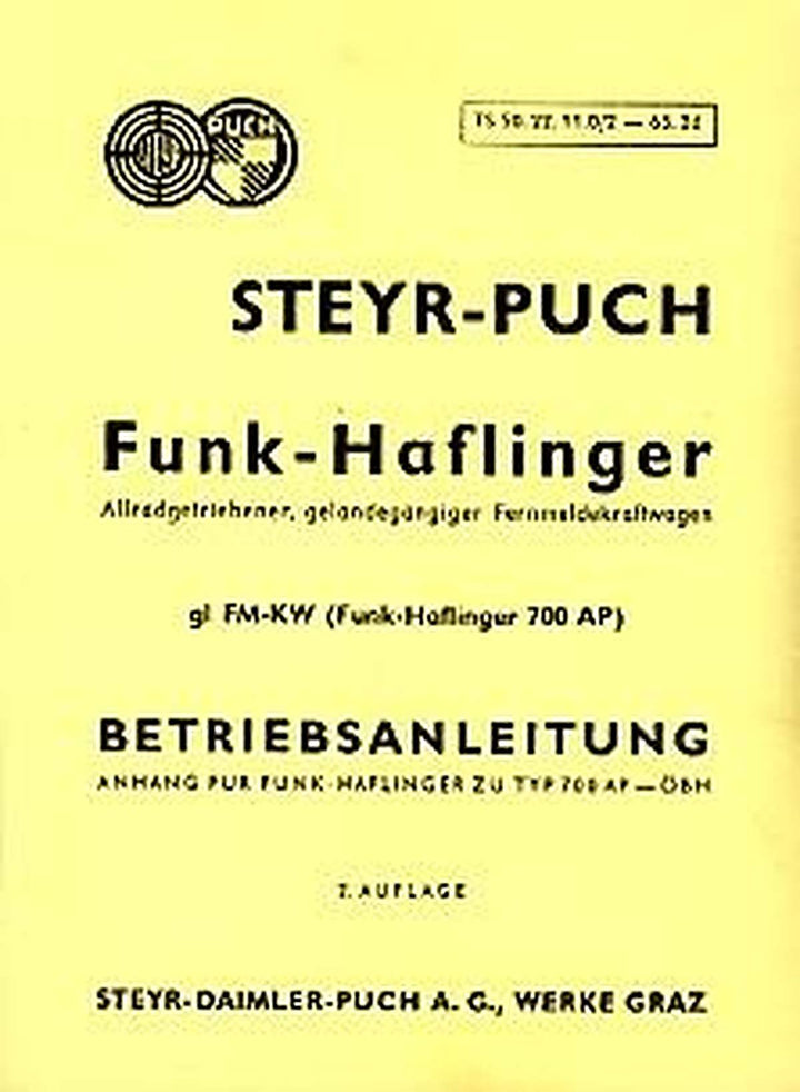 Puch Haflinger 700AP Funk ÖBH Betriebsanleitung, Buchcover