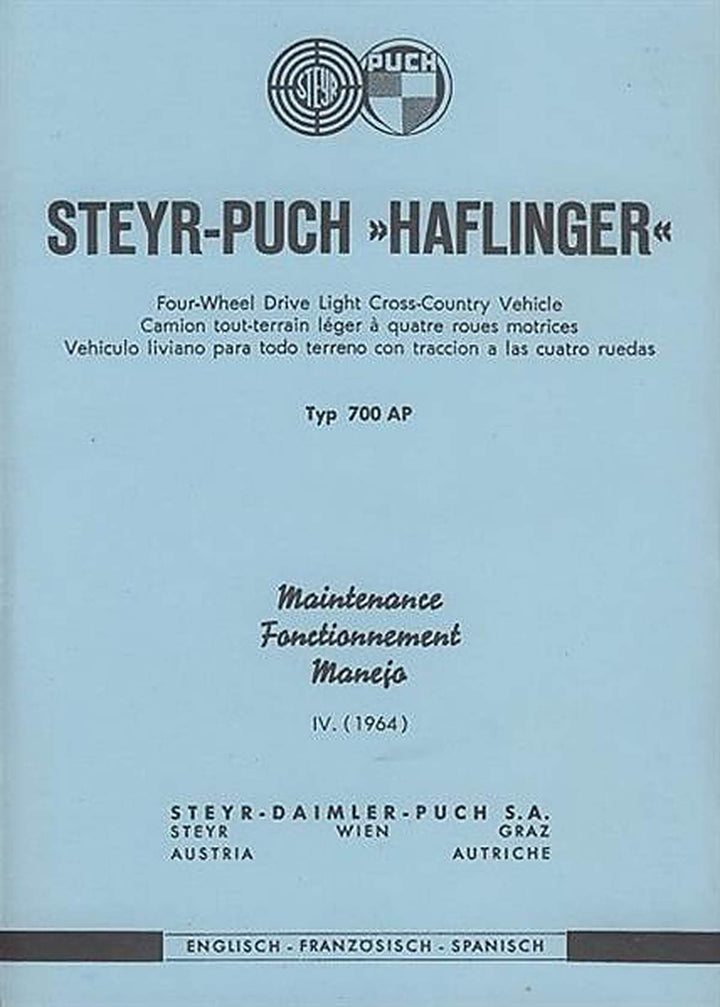 Puch Haflinger 700 AP Maintenance Manual, Buchcover