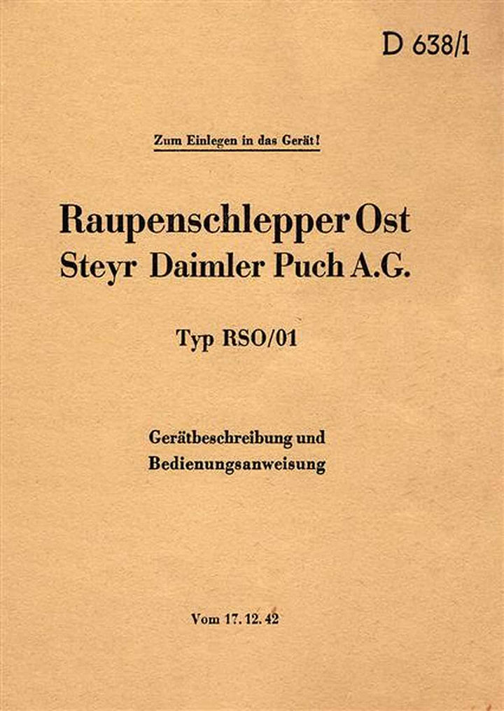 Steyr Raupenschlepper Ost RSO/01 Betriebsanleitung, Buchcover