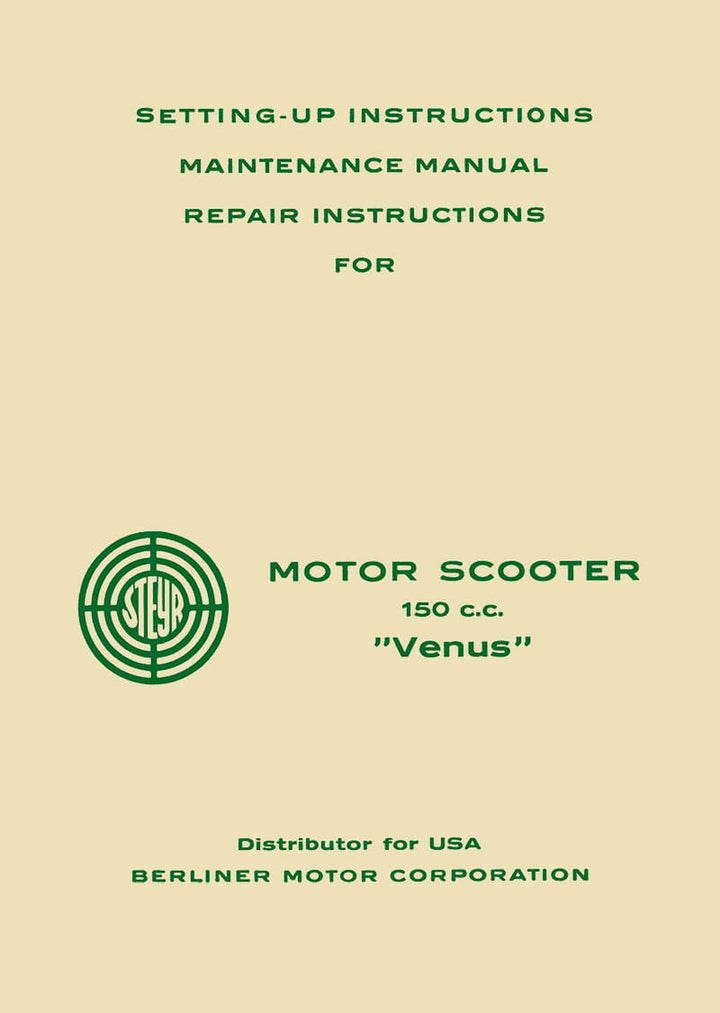 Steyr Scooter Venus 150 cc, operating-manual, maintenance and spare-parts-list, Buchcover