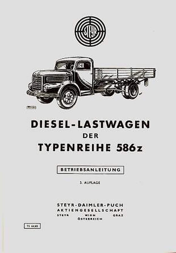 Steyr Diesel-Lastwagen, Typ 586 z, Betriebsanleitung, Buchcover