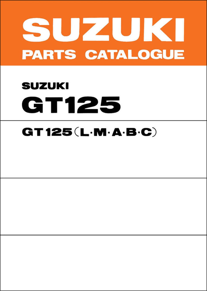 Suzuki GT125 MY1974-1978 Parts Catalogue, Buchcover