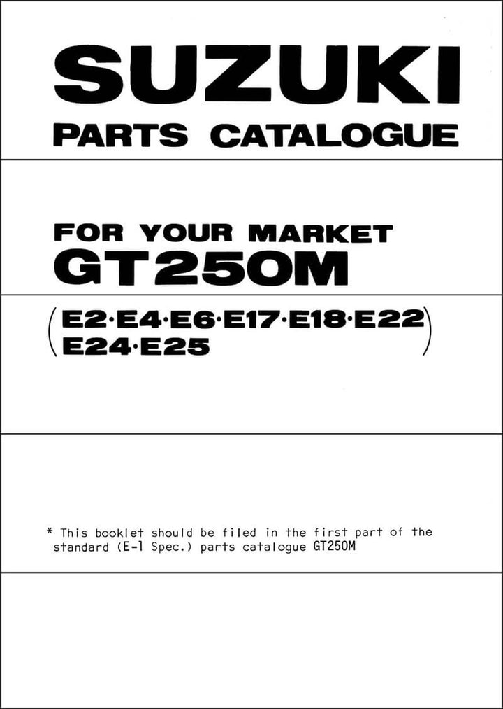 Suzuki GT250M Parts Catalogue, Buchcover