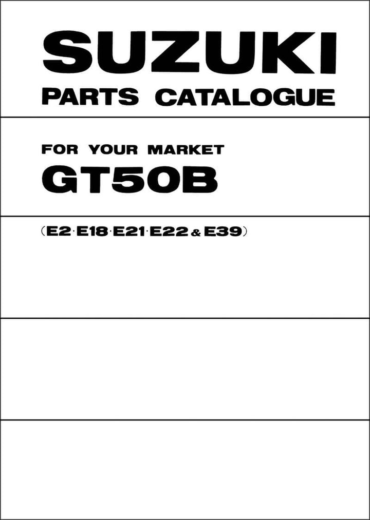 Suzuki GT50B Parts Catalogue, Buchcover